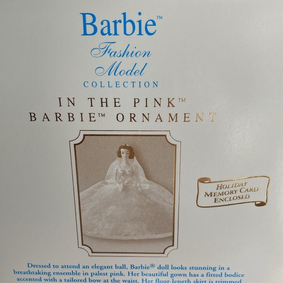 NRFB BARBIE HALLMARK KEEPSAKE ORN, appx 5 x 6” in pink gown.  $39 - Picture 2 of 7